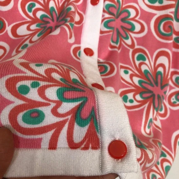 NWT Bob Mackie Floral Mod cardigan Pink Small - Picture 6 of 11